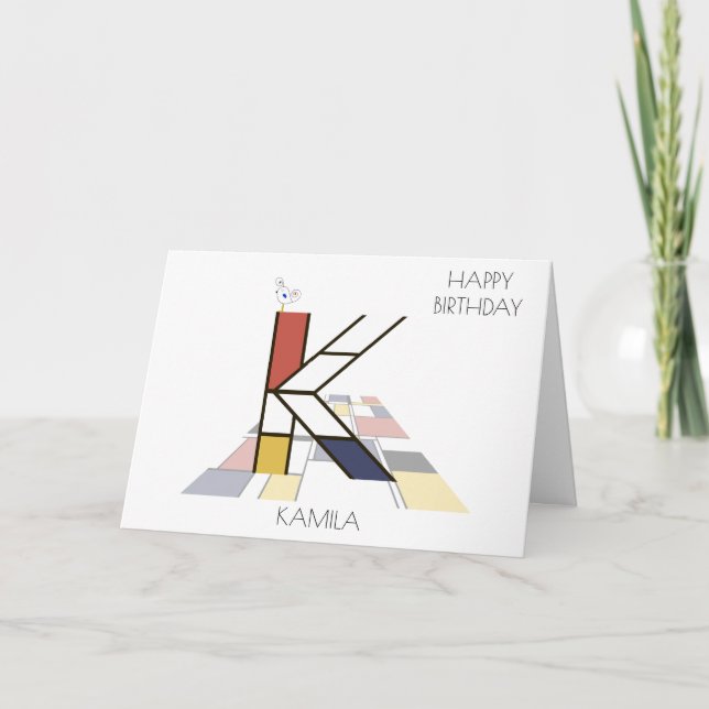 Tarjeta Monograma estilo neoplastismo. Letra K (Anverso)
