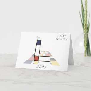 Tarjeta Monograma estilo neoplastismo. Letra L