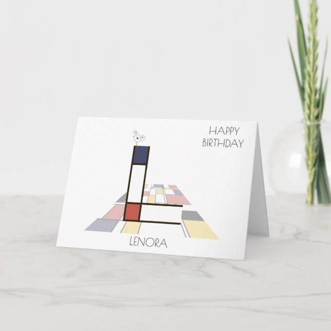 Tarjeta Monograma estilo neoplastismo. Letra L (Anverso)