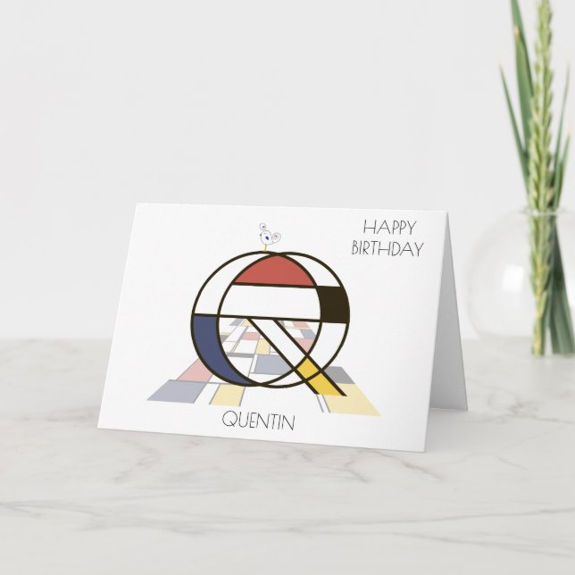 Tarjeta Monograma estilo neoplastismo. Letra Q (Anverso)