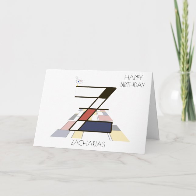 Tarjeta Monograma estilo neoplastismo. Letra Z (Anverso)