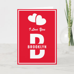 Tarjeta Monograma Feliz Día de San Valentín Hipster Blanco