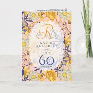 Tarjeta Monograma Floral Místico Floreciendo Cumpleaños Me