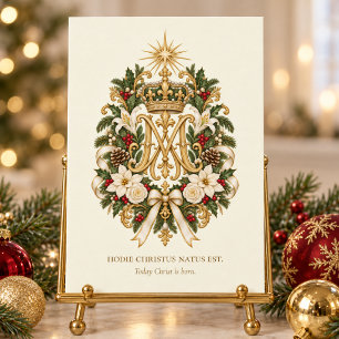 Tarjeta Monograma Mariano Católico Hodie Christus