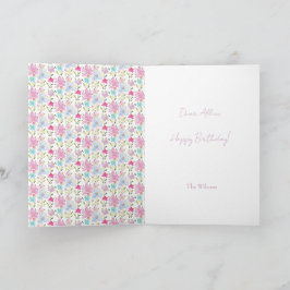 Tarjeta Monograma moderno adorable de acuarela de flor sil