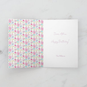 Tarjeta Monograma moderno adorable de acuarela de flor sil