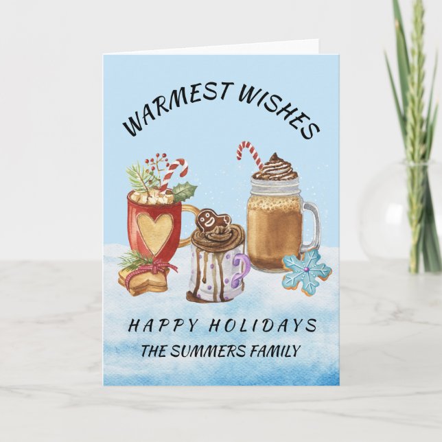 Tarjeta Monograma Navidad Deseos más Cálidos Cacao Calient (Anverso)