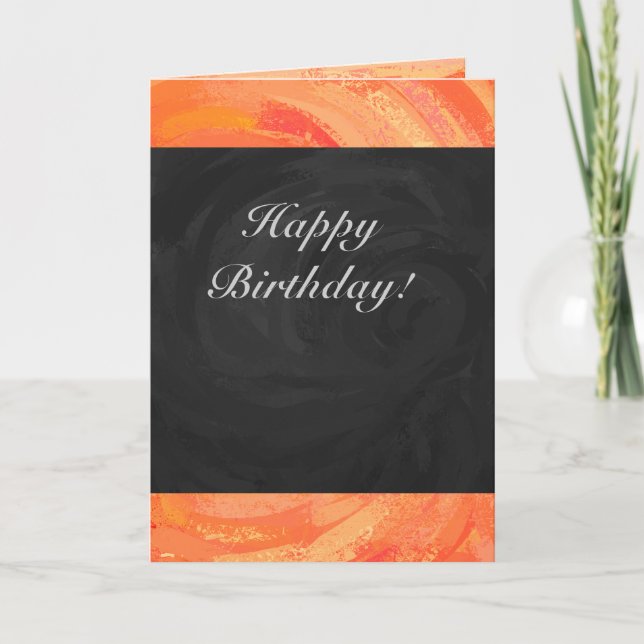 Tarjeta Monograma negro y Naranja del lago de fuego (Anverso)