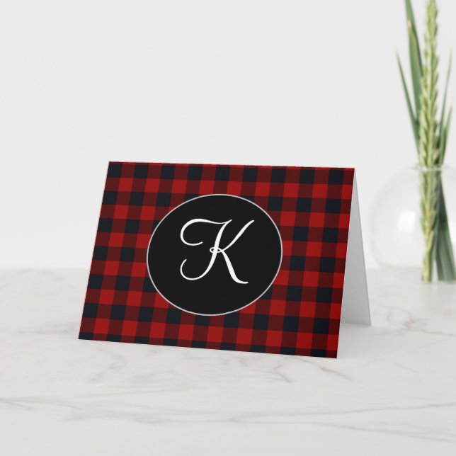 Tarjeta Monograma personalizado con tostado de búfalo rojo (Anverso)