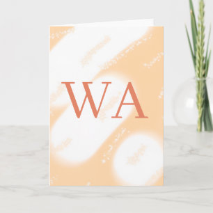 Tarjeta Monograma retro blanco naranja melocotón pastel no