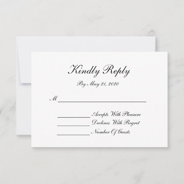 Tarjeta Monograma RSVP - Blanco y negro (Anverso)