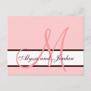 Tarjeta Monograma RSVP boda rosa y marrón