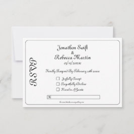 Tarjeta Monograma RSVP de Boda Blanca y Negra