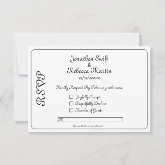 Tarjeta Monograma RSVP de Boda Blanca y Negra