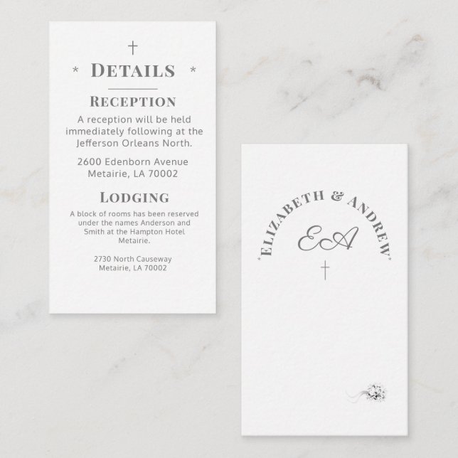 Tarjeta Monogramada Católica de Información (Anverso / Reverso)