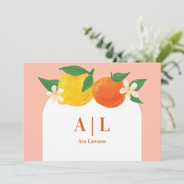 Tarjeta Monogramada de agradecimiento para la plan (Anverso de pie)