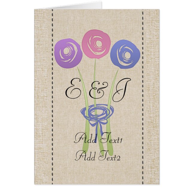 Tarjeta Monogramada de Rosas de Lilac de abstracto (Frente)