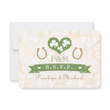 Tarjeta Monogramada Horseshoe Shamrock Response Ca