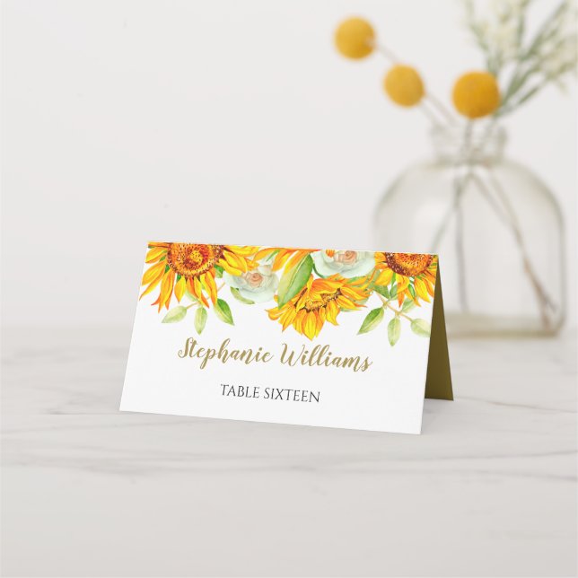 Tarjeta Monogramada Sunflowers Place (Anverso)