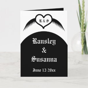 Tarjeta Monogramado Boda gótico Personalizado del corazón 