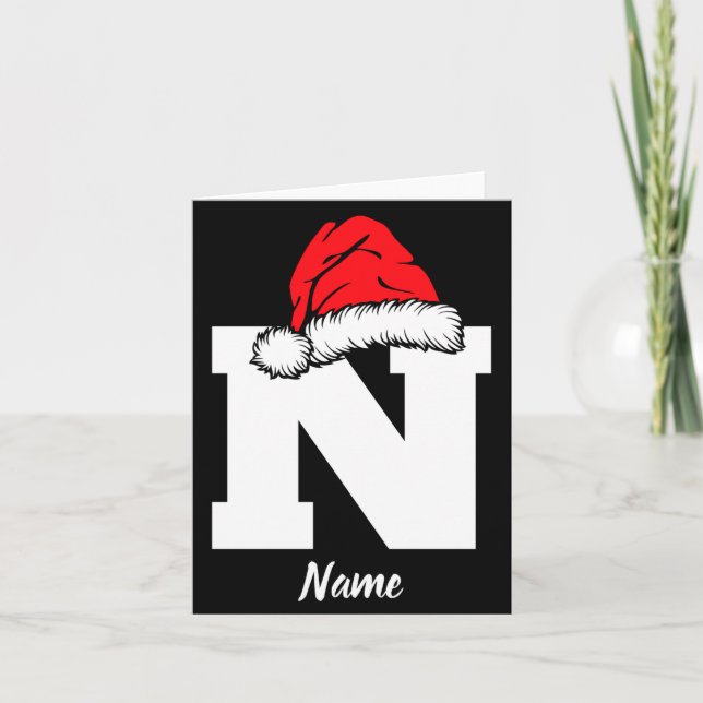 Tarjeta Monogrammed Family Christmas With Name  (Anverso)