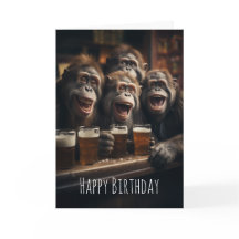 Monos borrachos bebiendo cerveza en el Adulto Funn