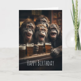Tarjeta Monos borrachos bebiendo cerveza en el Adulto Funn