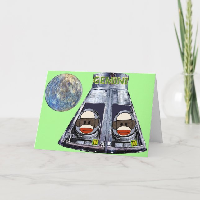 Tarjeta Monos calcetines Gemini (Anverso)