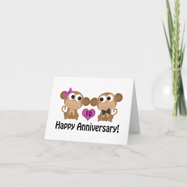 Tarjeta Monos de aniversario feliz (Anverso)