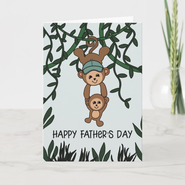 Tarjeta Monos de la selva del Día del Padre (Anverso)
