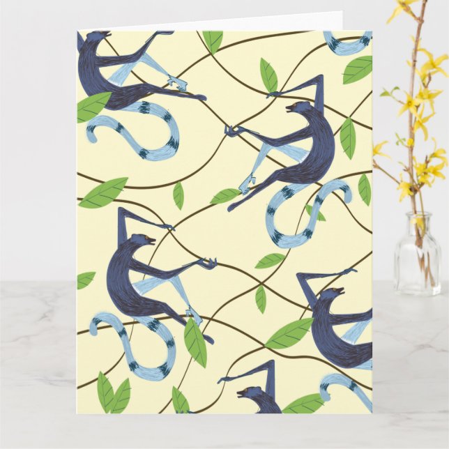 Tarjeta Monos vintage (flor amarilla)