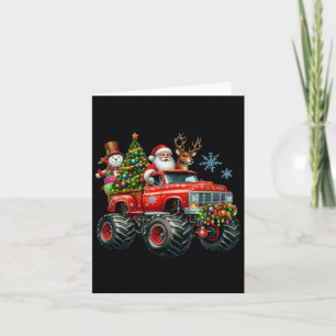Tarjeta Monster Camión Santa Reindeer Niños Árboles de Nav