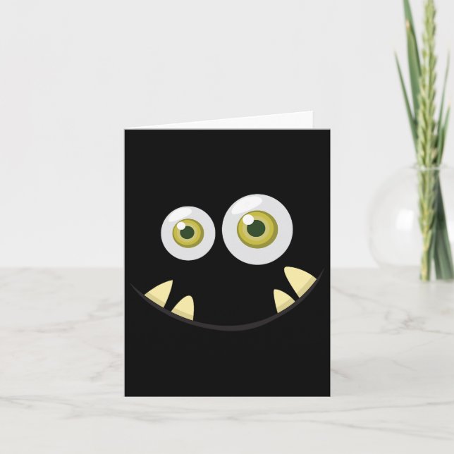 Tarjeta Monster Face Halloween Disstume Idea Triste (Anverso)