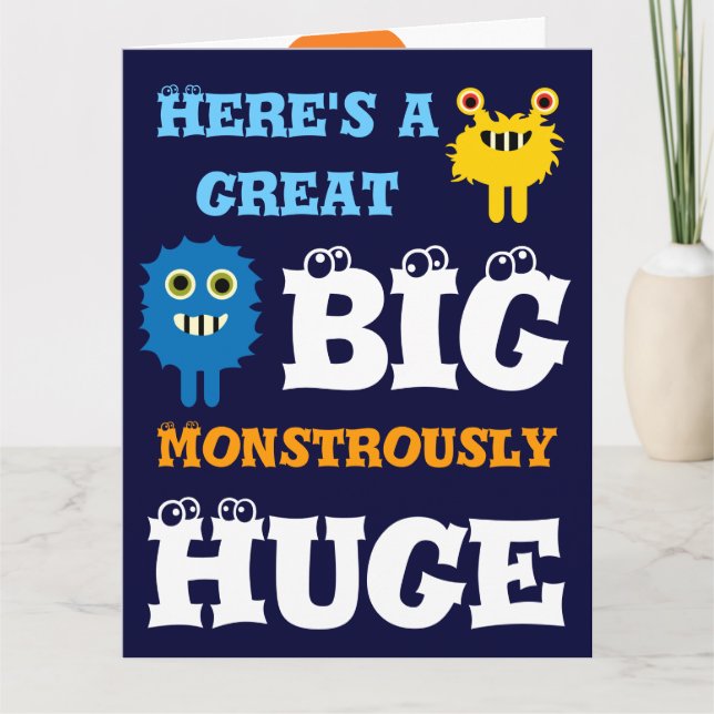 Tarjeta Monster Great BIG Huge 8 x 11 Happy Birthday Card (Anverso)