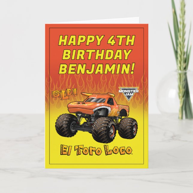 Tarjeta Monster Jam - Cumpleaños de El Toro Loco (Anverso)