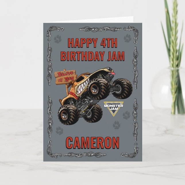 Tarjeta Monster Jam - Cumpleaños de Monster Mutt (Anverso)