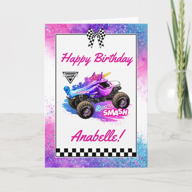 Tarjeta Monster Jam - Sparkle Smash Cumpleaños (Anverso)