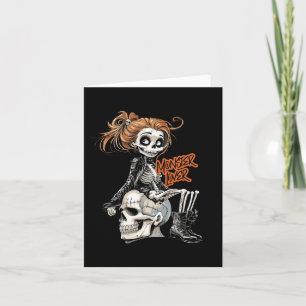 Tarjeta Monster Lover Fun Skeleton Ghoul Cute Vintage Hall