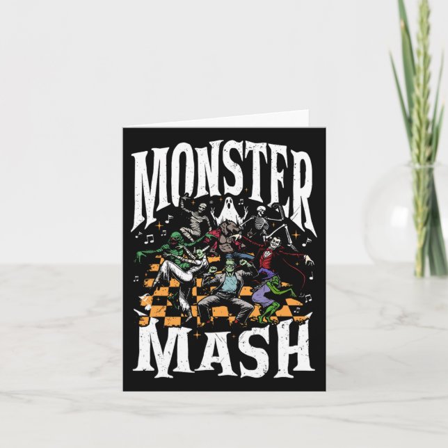 Tarjeta Monster Mash Funny Halloween Spookee Season Trick  (Anverso)