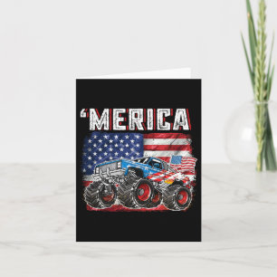 Tarjeta Monster Truck Bandera Eeuu Merica Hombres Niños 4 