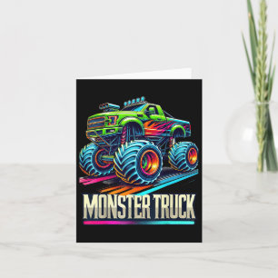 Tarjeta Monster Truck Fiesta de Cumpleaños Monstruo Retro 