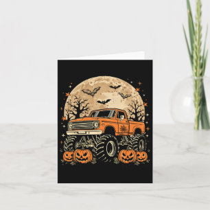 Tarjeta Monster Truck Halloween Jack O Lantern Moon Pumpki
