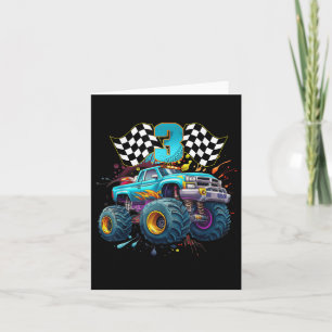 Tarjeta Monster Truck Niño de 3 años Tercer cumpleaños aso