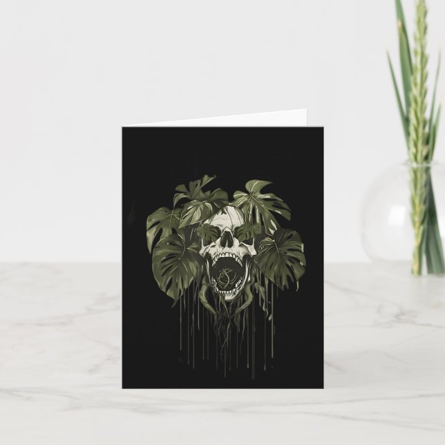 Tarjeta Monstera Funny Skull Plant Lover Nge Gardener Wome (Anverso)