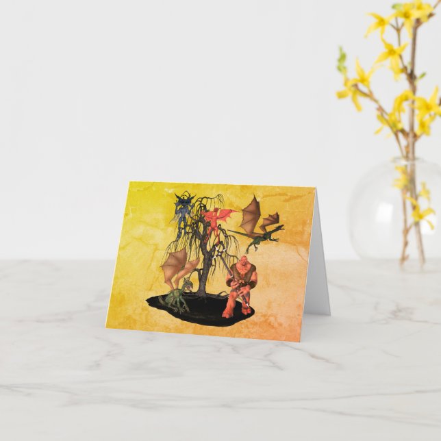 Tarjeta Monsters Goblins Ogre Halloween Note Card (flor amarilla)
