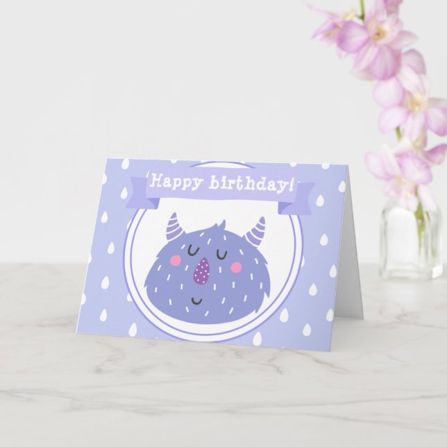 Tarjeta Monstruo Cute Purple - Cumpleaños de los niños (Orquídea)