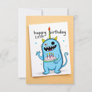 Tarjeta monstruo de cumpleaños feliz