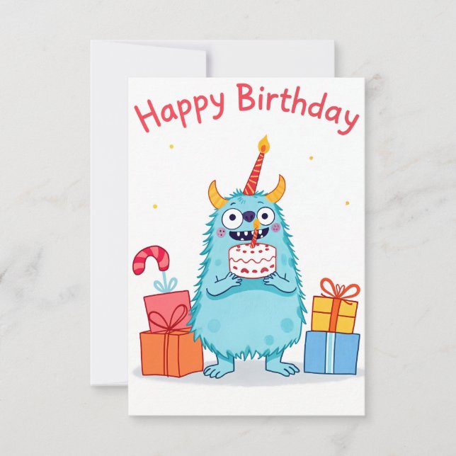 Tarjeta monstruo de cumpleaños feliz (Anverso)