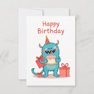 Tarjeta monstruo de cumpleaños feliz