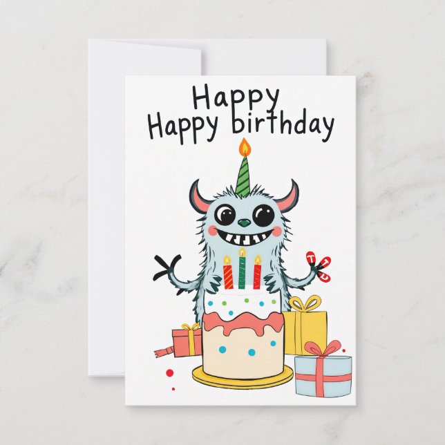 Tarjeta monstruo de cumpleaños feliz (Anverso)